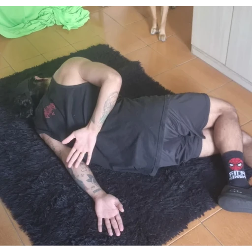 Figurinha: Cansado no chão