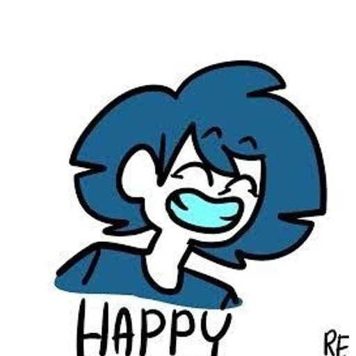 Figurinha: Personagem feliz sorrindo