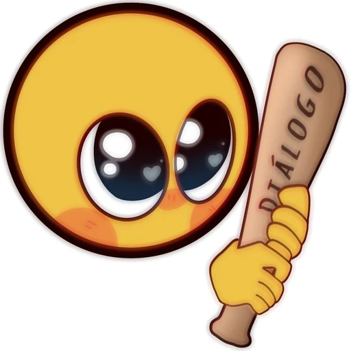 Figurinha: Emoji fofo com taco de beisebol