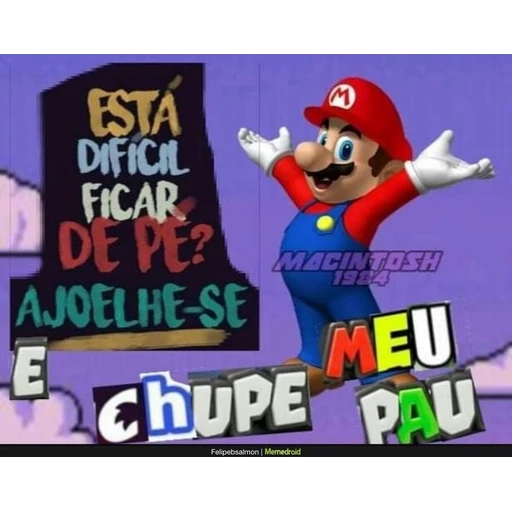 Figurinha: Mario mandando tomar no cu