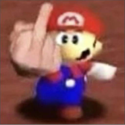 Figurinha: Mario com dedo do meio