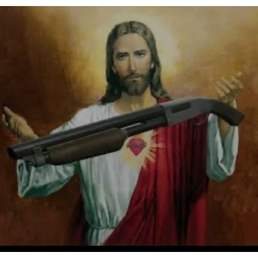 Sticker: Jesus with a shotgun