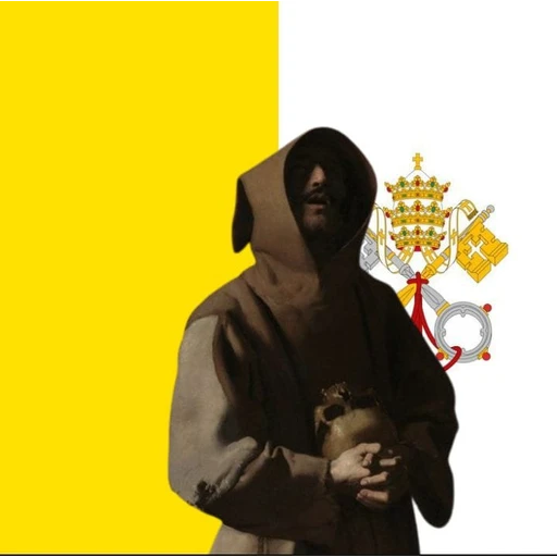 Figurinha: Frade com bandeira do Vaticano