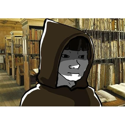 Figurinha: Wojak Monge na Biblioteca
