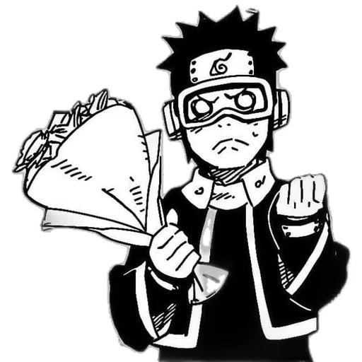 Figurinha: Obito Uchiha com flores