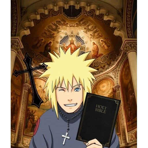 Figurinha: Minato com a Bíblia