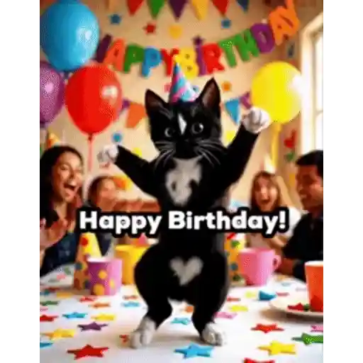 Sticker: Birthday Kitten