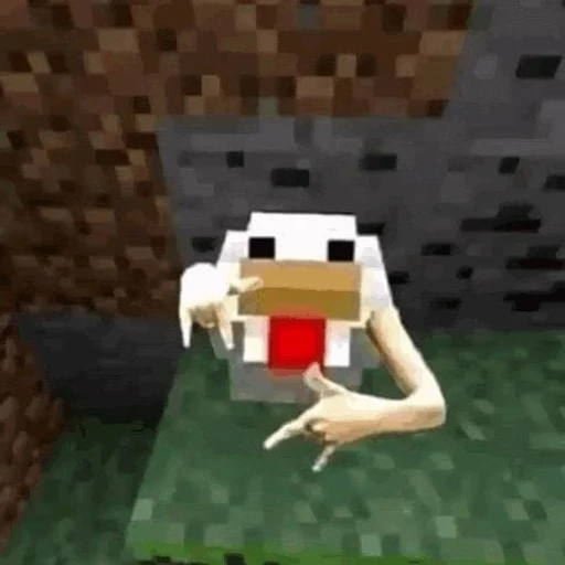 Figurinha: Galinha do Minecraft fazendo sinal