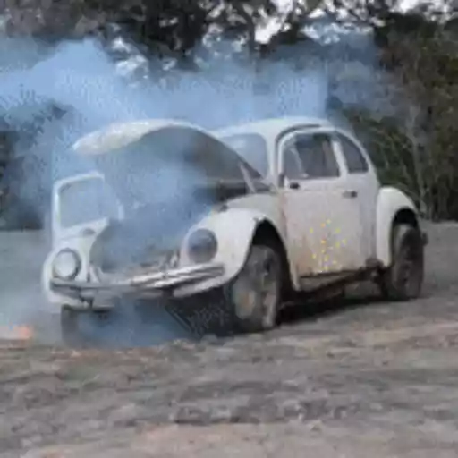 Figurinha: Fusca em chamas